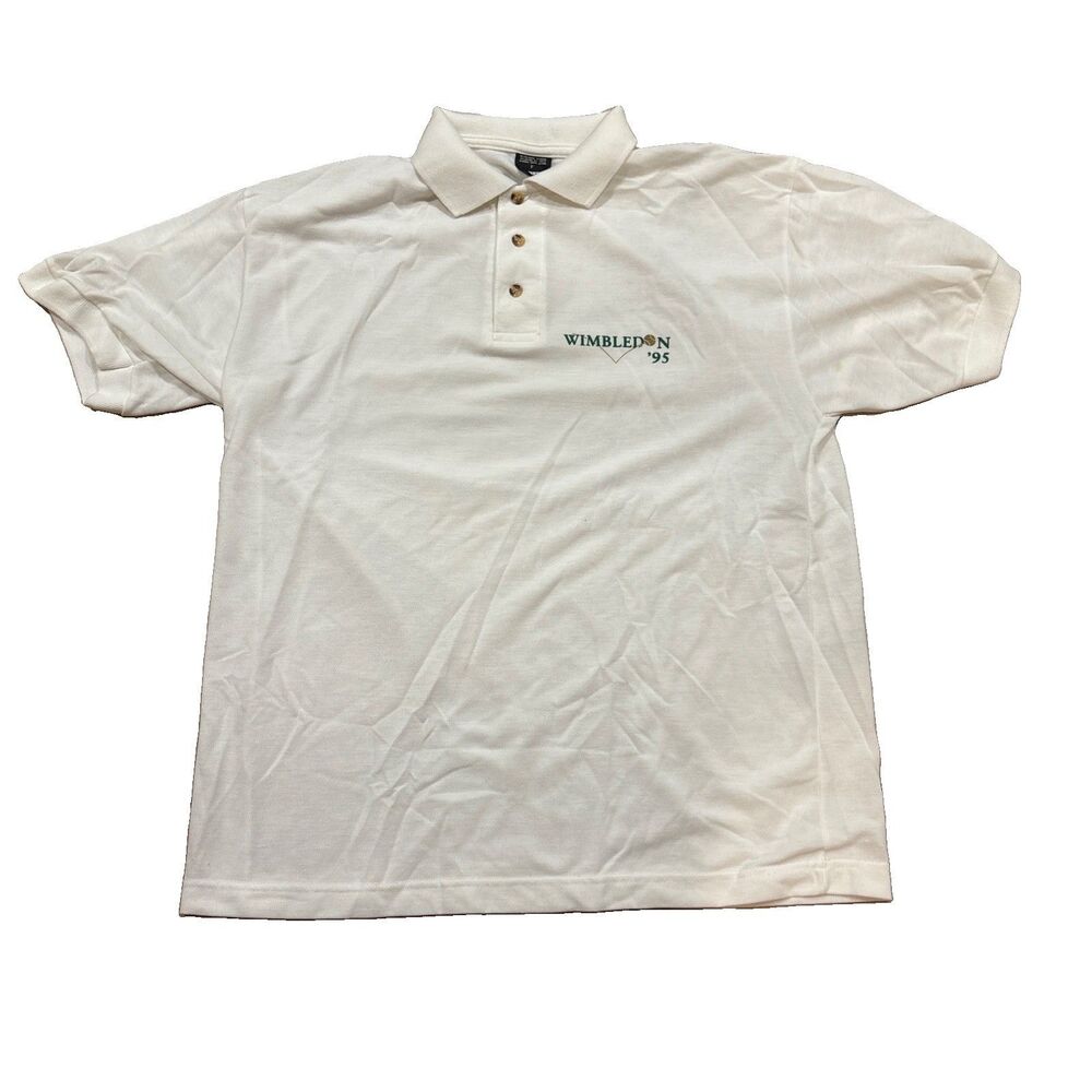 Vintage 1995 Wimbledon Tennis Polo Shirt Screen Stars Best Medium